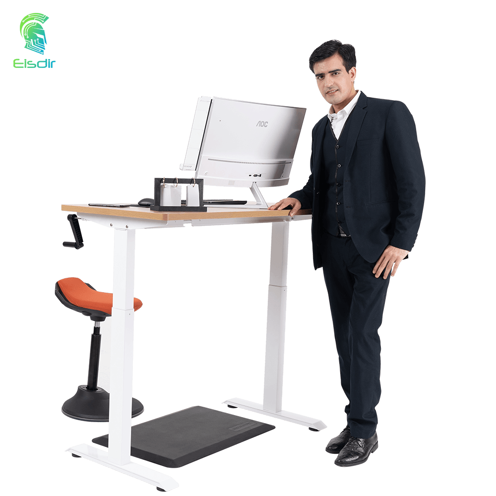 Sit To Stand Manual Hand Crank Height Adjustable Standing Desk