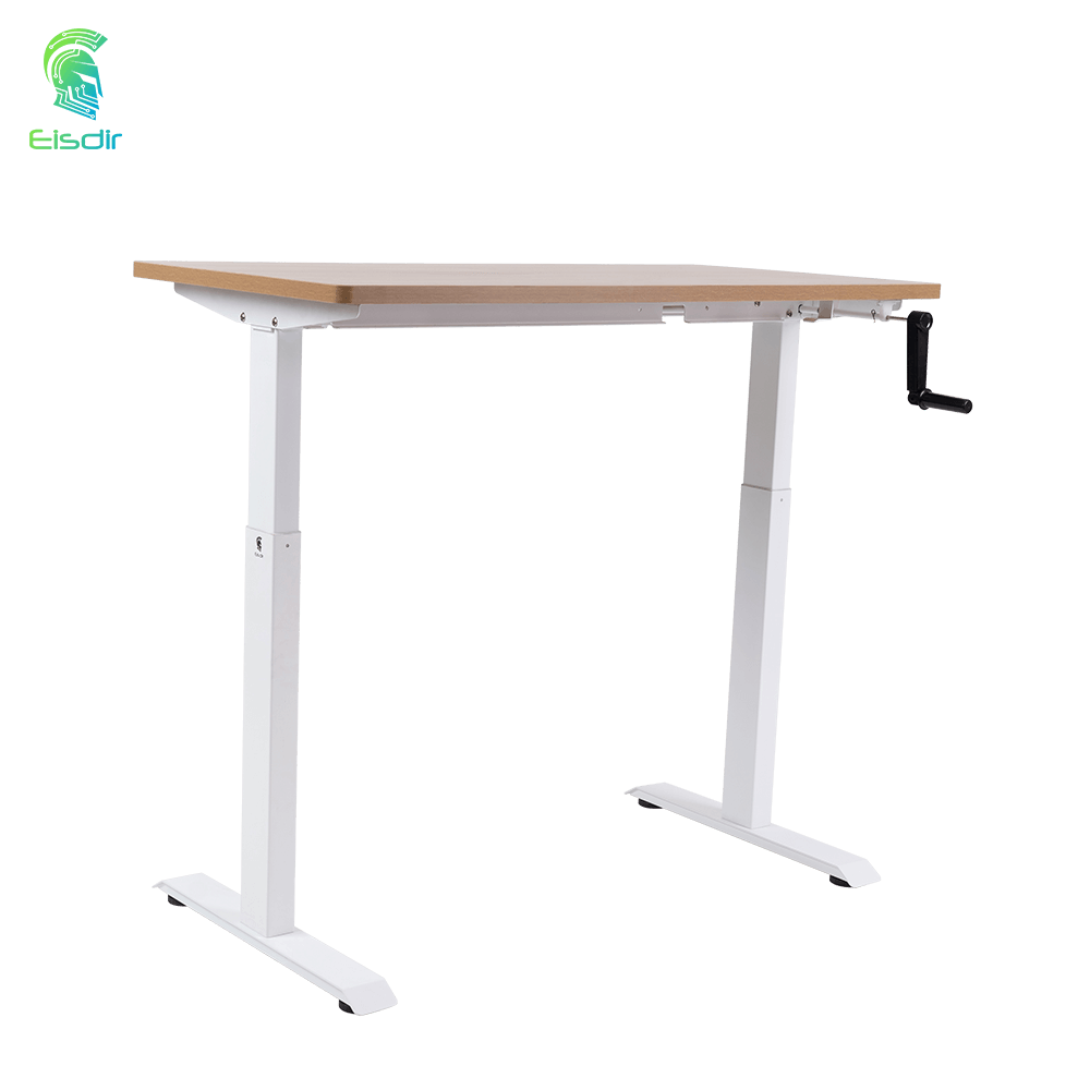 Sit To Stand Manual Hand Crank Height Adjustable Standing Desk